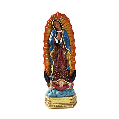 Amusingtao Estatuas de la Virgen María Decoraciones para la Casa para Bodas Adornos Religiosos cristianos de Mesa Exposición Méxica Europea Estatua de Resina Regalo de Colección