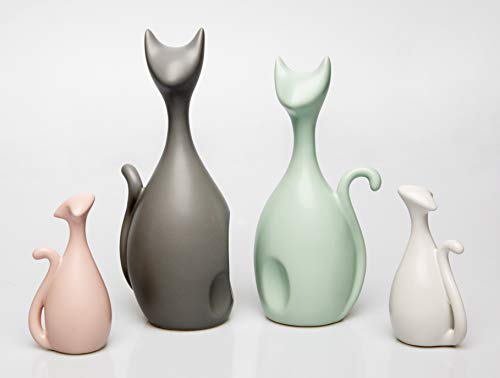 APHACATOP Juego de 4 figuras de gato de cerámica, diseño moderno, multicolor