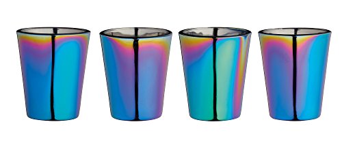 Bar Craft Juego de 4 vasos de chupito iridiscentes, Arcoíris Metálico, 50 ml