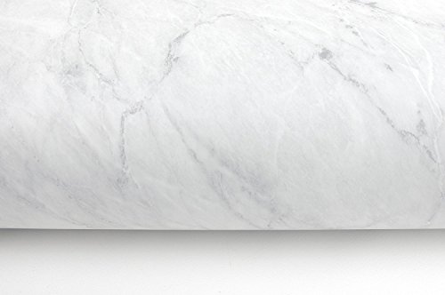 (Blanco Mate, Paquete de 1) Papel tapiz de mural autoadhesivo con acabado brillante y patrón de granito con efecto mármol. 61cm X 2M (24" X 78,7"), 0,23mm Papel tapiz desmontable a prueba de agua