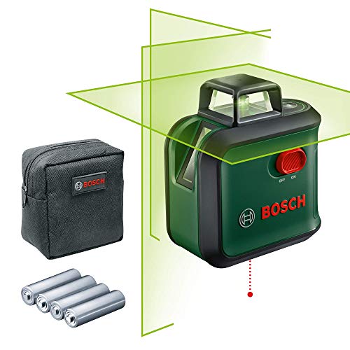 Bosch Home and Garden AdvancedLevel 360 Nivel láser (alcance: hasta 24 m, con autonivelación: hasta ± 4°, color verde, 4x pilas AA, en caja)