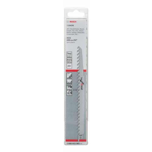 Bosch Professional 25 unidades Hoja de sierra sable S 1542 K Top for Wood, para madera, 240 x 19 x 1.5 mm, accesorio de sierra sable