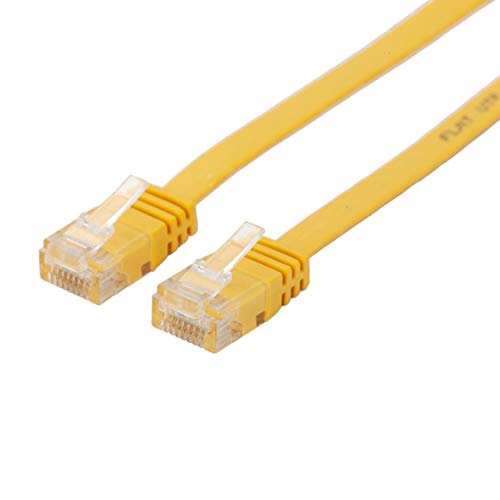 Cable Ethernet Cat 6, 15Cm (Paquete de 4) Cables de Red de Internet Planos y Sólidos - Cable de Conexión Ethernet Rj45 Cat6 de Alta Velocidad, Corto para enrutador, Módem, PS, Xbox- Amarillo
