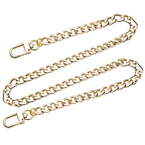 Cadena con correa, cadena de bolsillo dorada, cadena de bolsillo corta, correa de hombro de metal para bolso de mujer (120 cm)
