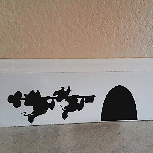 Calcomanía de vinilo para pared, diseño de Mickey y Minnie's Mouse House (9,5"x 6,35 cm), color negro