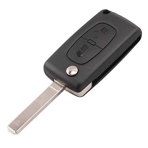 Carcasa para llave de mando a distancia con tapa plegable, con 2 botones  – para Peugeot 107 207 307 308 407 408, CE0523, sin ranura