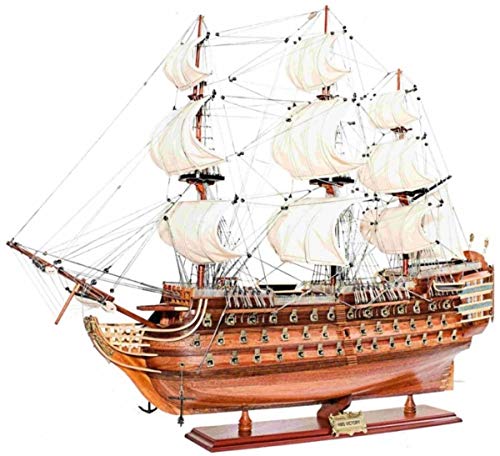 Casa Padrino Buque Insignia HMS Victory con Soporte de Madera Maciza marrón 89 x 28 x A. 85 cm - Barco Decorativo Hecho a Mano Barco de Madera Barco de Vela Barco de Guerra - Accesorios Decorativos