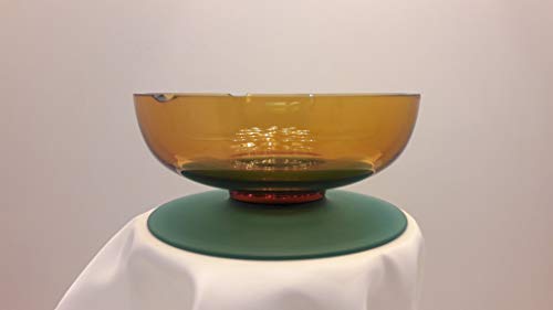 Cenicero de cristal Bohemia de 16 cm, color ámbar con pie turquesa 62105/16/21161