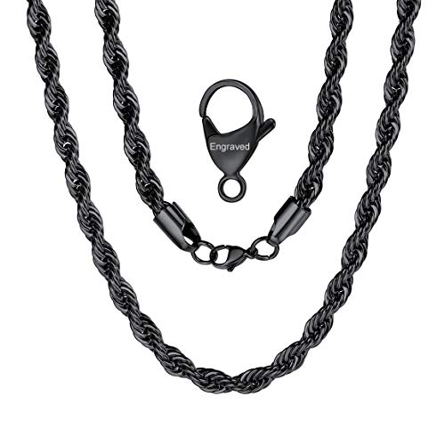 ChainsPro Hilos Trenzados para Collar Cadena Elegante Acero Inoxidable 6mm 51cm Longitud Caja de Regalo Tamaños Opcionales Fechas Grabados