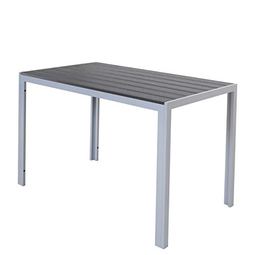 Chicreat - Mesa de aluminio con superficie de Polywood, 120 x 70 x 75 cm, plateado y negro