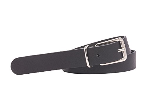 Cinturón de cuero - Fino - 2 cm de ancho - De 85 a 130 cm de largo - Negro - 105 cm