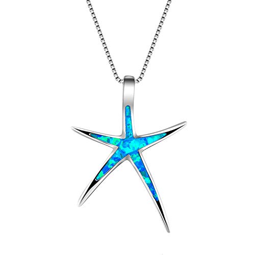 Collar con Colgante Estrella de Mar Cristal Azul Mujeres
