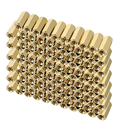DealMux 130 piezas de latón recto PCB pilar rosca hembra separador hexagonal espaciador M3x5x10mm