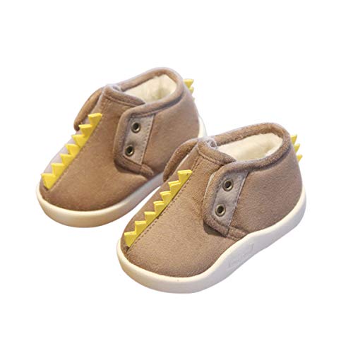 DEBAIJIA Zapatos para Niños 1-4T Bebés Caminata Zapatillas Dibujos Animados Suela Suave Algodón TPR Material 18/19 EU Marrón (Tamaño Etiqueta 15)