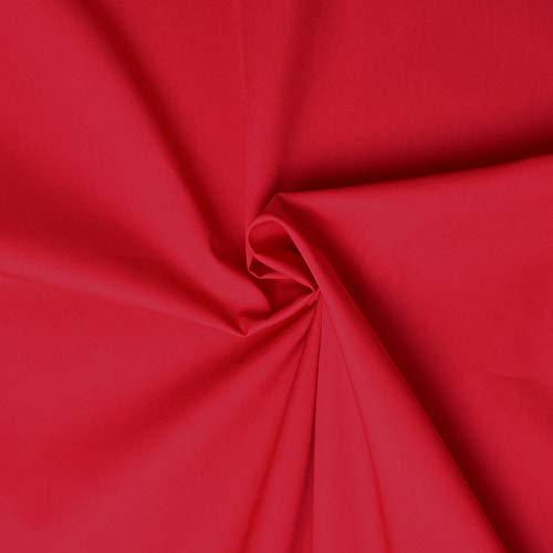 designers-factory - Tejido de popelín de algodón 100% - disponible en 11 colores (Rojo, 3m x 1m46)