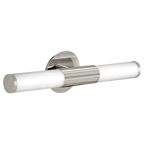 Eglo 87222 Palmera - Lámpara de pared para baño (sin interruptor, E 14, para 2 bombillas de 40 W no incluidas, protección IP 44, largo: 46 cm, acero), color níquel mate