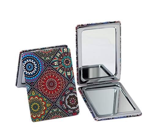 Espejo de Bolsillo Compacto para Maquillaje | Espejo Plegable de 8,5 x 6 cm | Portátil para Viaje (Color 11)