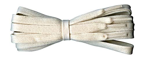 Fabmania Cordones planos de algodón para zapatos - 8 mm de ancho - Natural/Crema - Largo 60cm