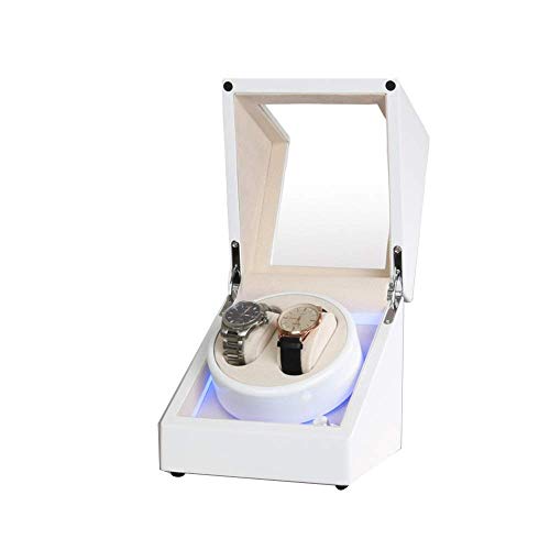 FACAIA Caja enrolladora Blanca para 2 Relojes automáticos, con luz LED, 4 Modos de rotación, Motor Extremadamente silencioso (Color: C)