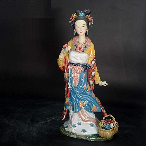 Figuritas DecoraciónSoporte de escultura Coleccionables decorativosestatuascoleccionables Estatuas de antigüedades de porcelana vintage Estatuilla de cerámica femenina china para regalos de decoració