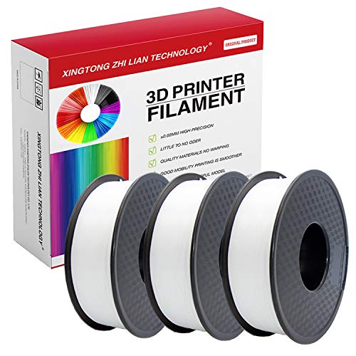 Filamento PLA para impresora 3D de 1,75 mm, filamento de impresión 3D PLA para impresora 3D y bolígrafo 3D, precisión dimensional +/- 0,02 mm, 1 kg 1 bobina（3Pcs Blanco）