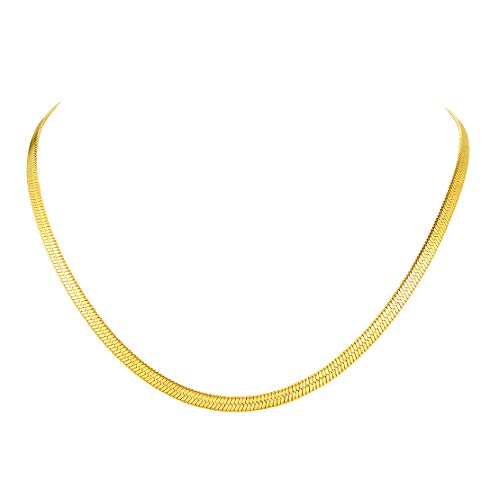 FindChic Serpiente Collar Mujer Oro Bano Gargantilla con Detalles Serpiente 47cm, Acero Inoxidable