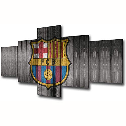 FJNS Vintage Barcelona Football Cub (FC) Obra de Arte Decoración de Pared 5 Piezas/Paneles Impresión en Lienzo, para decoración del hogar Sala de Estar Enmarcado Listo,A,20×35×220×45×220×55×1