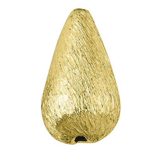Forma de pera superpuesta de oro 18K Brushed Bead BG-175-15X9MM