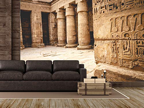 Fotomural Vinilo para Pared Templo de Medinet Habu Egipto | Fotomural para Paredes | Mural | Vinilo Decorativo | Varias Medidas 350 x 250 cm | Decoración comedores, Salones, Habitaciones.