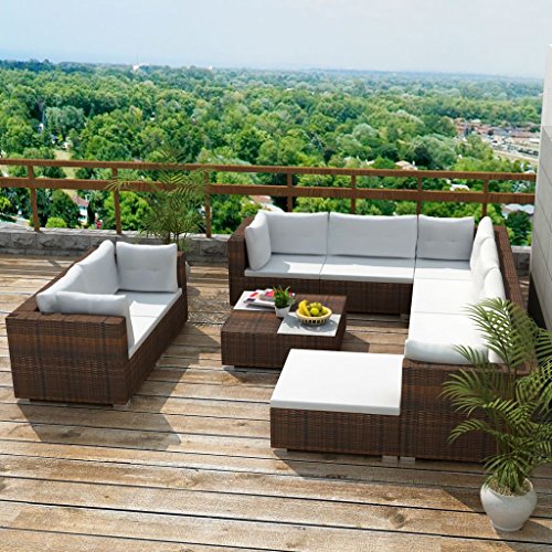 Furnituredeals mesa y sillas plegables para exterior Conjunto de sofas de jardin 32 piezas poli ratan marron conjunto de mesa y sillas plegables