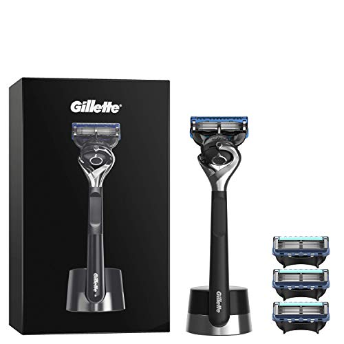 Gillette Fusion 5 ProGlide Máquina de Afeitar Hombre + 4 Cuchillas de Recambio + Base Magnética, Regalos Originales para Hombre