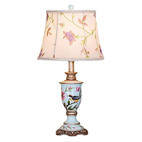 GIOAMH Lámpara de mesa clásica con flor de pájaro pintada a mano de resina para sala de estar, dormitorio familiar, lámpara de escritorio de 21,6 pulgadas para el hogar,segundo
