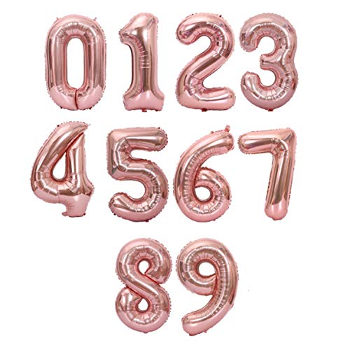 Globo Número Gigante en Metalizado Ideal para Fiesta de cumpleaños y Aniversarios - 110 cm - Hinchable (Rosa, Número 9)