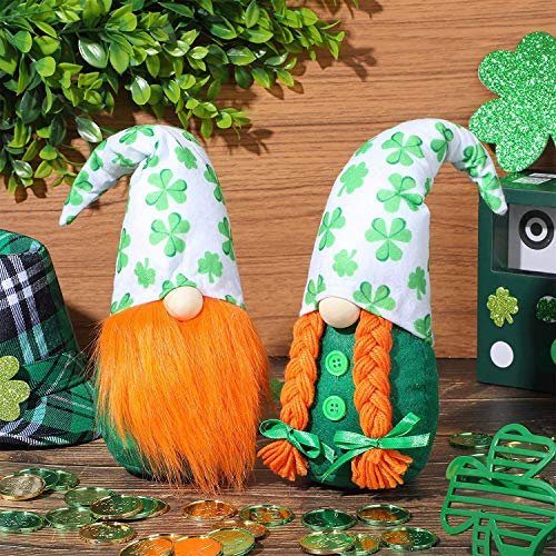 Gnomo verde Día de San Patricio Leprechaun Juego de adornos de gnomo sueco Duende irlandés verde Muñeca de gnomo Figura de elfo nórdico Adornos de decoración del hogar