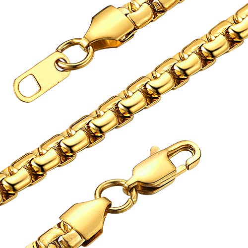 GoldChic Collar de Oro enchapado Collar Original de Acero Inoxidable 6mm Ancho 36cm Largo Gratis Caja de Regalo