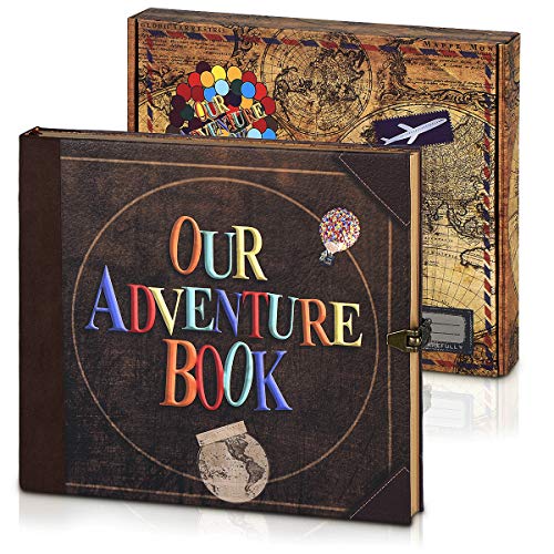 GRT Our DIY Adventure Book Anniversary Album Scrapbook 8,66 x 7,67 pulgadas 148p con marcadores de bricolaje, tarjetas (patrón de letras)