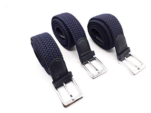HW 3 cinturones elásticos de color azul marino con 120 cm de longitud total y 3,5 cm de ancho, elásticos.