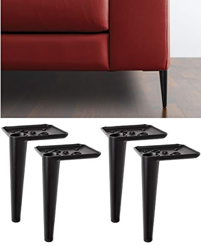 IPEA 4 x Patas para sofás y Muebles Modelo ángel FR - Juego de 4 Patas de Hierro Diseño Elegante Color Negro Mate, Altura 150 mm