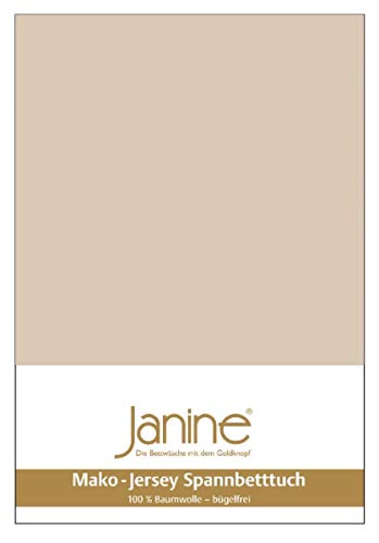 Janine 5007 Mako Jersey - Sábana bajera ajustable (de 90/190 a 100/200 cm), color beige