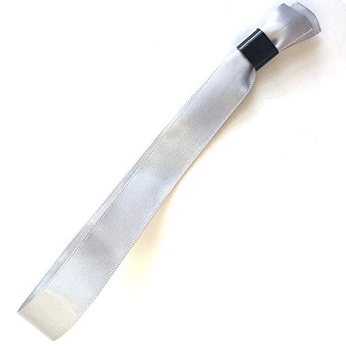 Juego de pulsera en tela/cinta de raso, con cierres de plástico - 10 colores disponibles (gris plateado, 100)