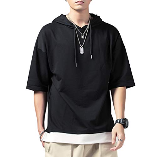 KENAIJING Camiseta Hombre, Hombre Sudadera con Capucha Hoodie Casual Camisa de Entrenamie (Negro, 2XL (Peso 65-70 kg - Altura 175-180 cm))