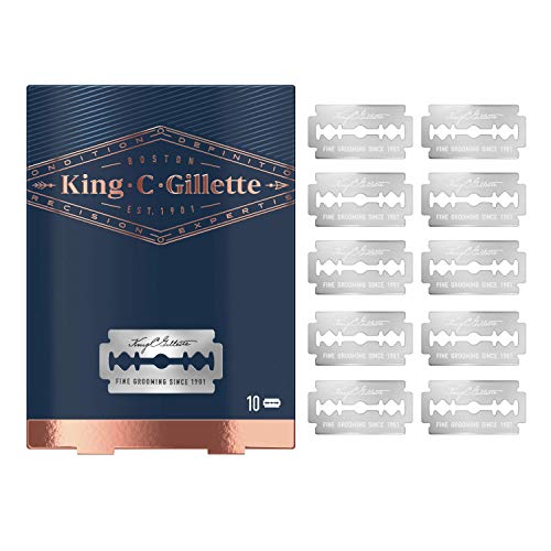 King C. Gillette - Cuchillas de repuesto para maquinilla de afeitar de seguridad para hombre, paquete de 10 cuchillas de acero inoxidable