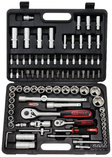 KS Tools 911.0694 KS - Maletín de llaves de vaso, destornillador, puntas y otras herramientas (0,6 cm/0,25", 1,3 cm/0,5", 94 piezas)