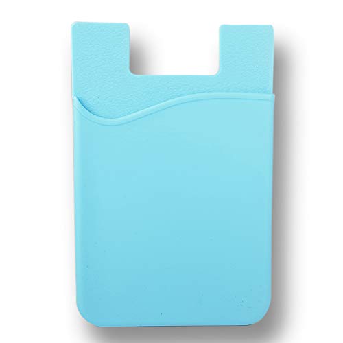 KSTORE365 Tarjetero Porta Tarjetas Adhesivo para Móviles De Silicona (Azul Clarito)