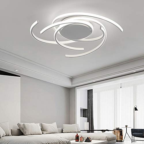 Lámpara de techo LED, 72 W, lámpara de techo en espiral, lámpara para salón, edificios, comedor, mando a distancia regulable, regulable (blanco)