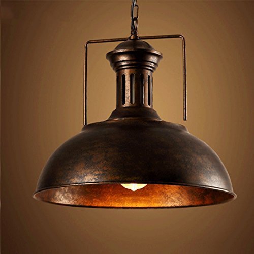 Lámpara de techo Retro industrial de Motent, estilo Vintage, 32 cm de ancho, respetuosa con el medio ambiente, forma de cuenco, en Negro, metal, Kupfer-33cm, E26/E27 40.00W 220.00V