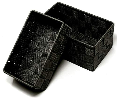 Lashuma 2 cestas de almacenamiento, tamaño de la cesta: 19 x 10 x 7 cm y 20 x 13 x 10 cm, apilables, color negro.