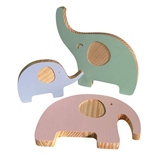 Like Elephants - Decoración para Habitación, Elefantes de Madera Color Pastel.