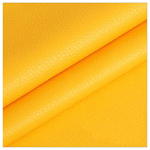 LILAMP Material Texturizado de Tapicería de Cuero Sintético Resistente de Tela de Cuero Sintético - Amarillo 1 Metro 100 Cm X 140 Cm(Size:1.4x9m)