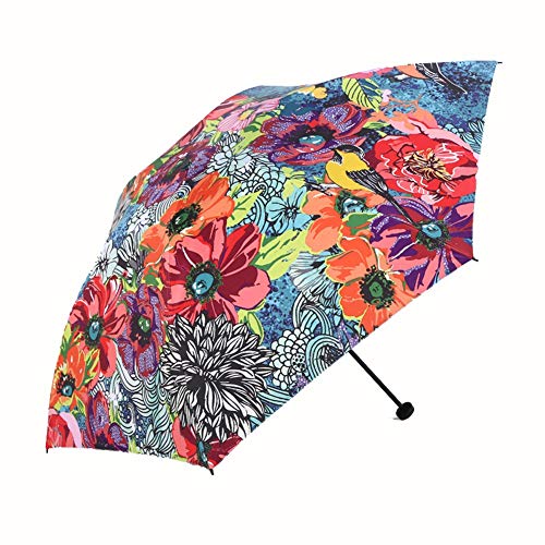 LLE Paraguas Plegables, Compacta Paraguas de Sun señoras de Paraguas for protección UV Mujeres Triple Plegable Paraguas, Creative 3D Impreso Flores 6 Huesos Sombrillas (Color : B, Size : 22.5cm*6K)